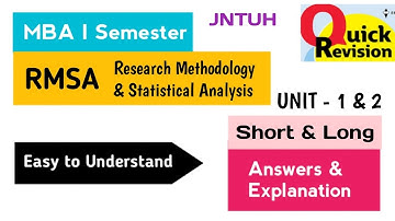 Research Methodology Statistical Analysis Important Long Questions Answers Quick Revision 2025 MBA I