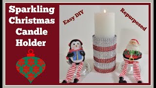 🎄Sparkling Christmas Candle Holder Dollar Tree DIY 🎄