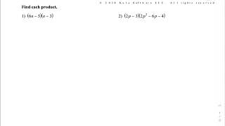Alg 1 Week 3 - Miltiplying Polynomials