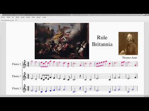 Rule, Britannia. Thomas Arne. Partitura. Cosiderado el 2º himono de Inglaterra. Sheet Music.