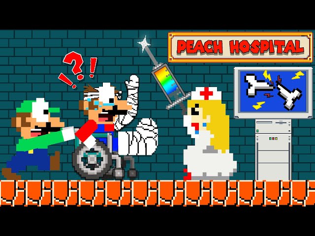 Luigi Takes Mario's Broken Leg to Dr. Peach | Game Animation class=