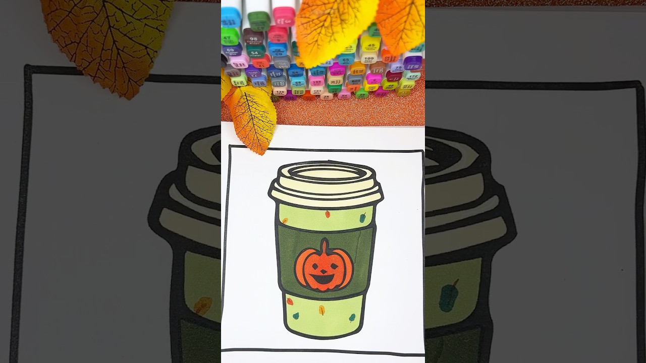 Satisfying Coloring a Pumpkin spice latte ASMR 
