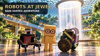 AI Robot Animation at Jewel Changi Airport | CT‑1, Wheelie & Mambo Meet at the Rain Vortex