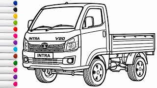 How to Draw Tata Intra V20 Pickup Truck Easy | Drawing and Coloring for Kids #181  screenshot 1