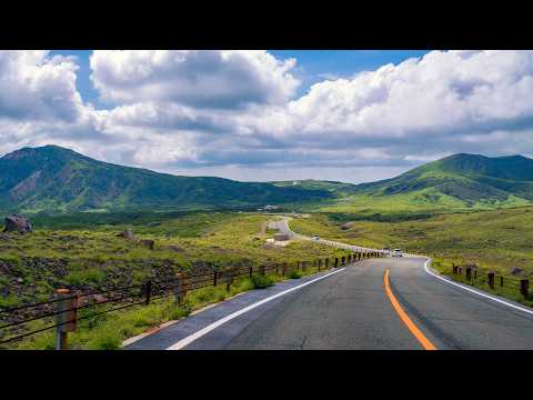 Japan Scenic Drive 4K | Aso Panorama Line & Yamanami Highway | Mt. Aso - Chojabaru - Yufuin - Beppu