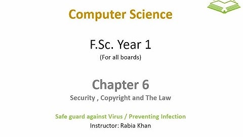 FSc Computer Science Book 1, CH 6, LEC 90: Safety Against Virus