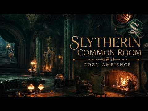 Slytherin Common Room Ambience | Cozy Fireplace & Hogwarts Legacy Music
