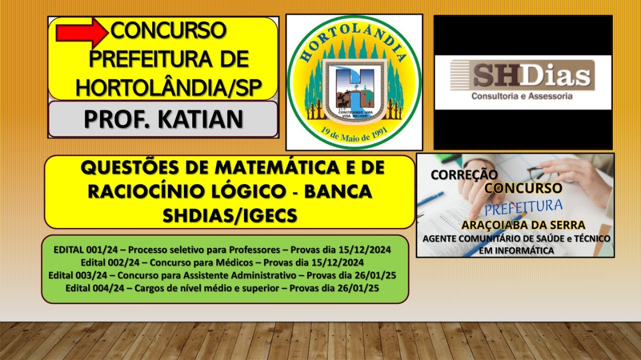 BANCA SHDIAS/IGECS- Técnico em Informática-Questões de Matemática - Prefeitura de Araçoiaba da Serra