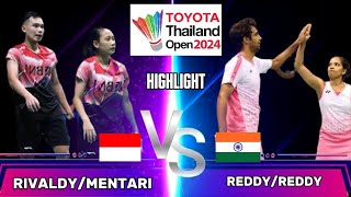 Rivaldy/Mentari (INA) vs Reddy/Reddy (IND) | THAILAND OPEN 2024 | Highlight #badminton
