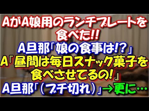 【基地ママ】 AがA娘用のランチプレートを食べた→A旦那「娘の食事はどうするんだ!」A『昼間は毎日スナック菓子を食べさせてるの!』A旦那「（ブチ切れ）」→更に… スカッと修羅場ラバンダ