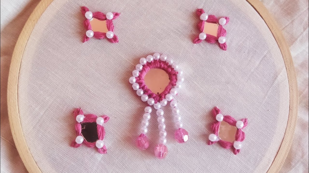 mirror work embroidery design, mirror embroidery, bead embroidery, bead embroidery tutorial
