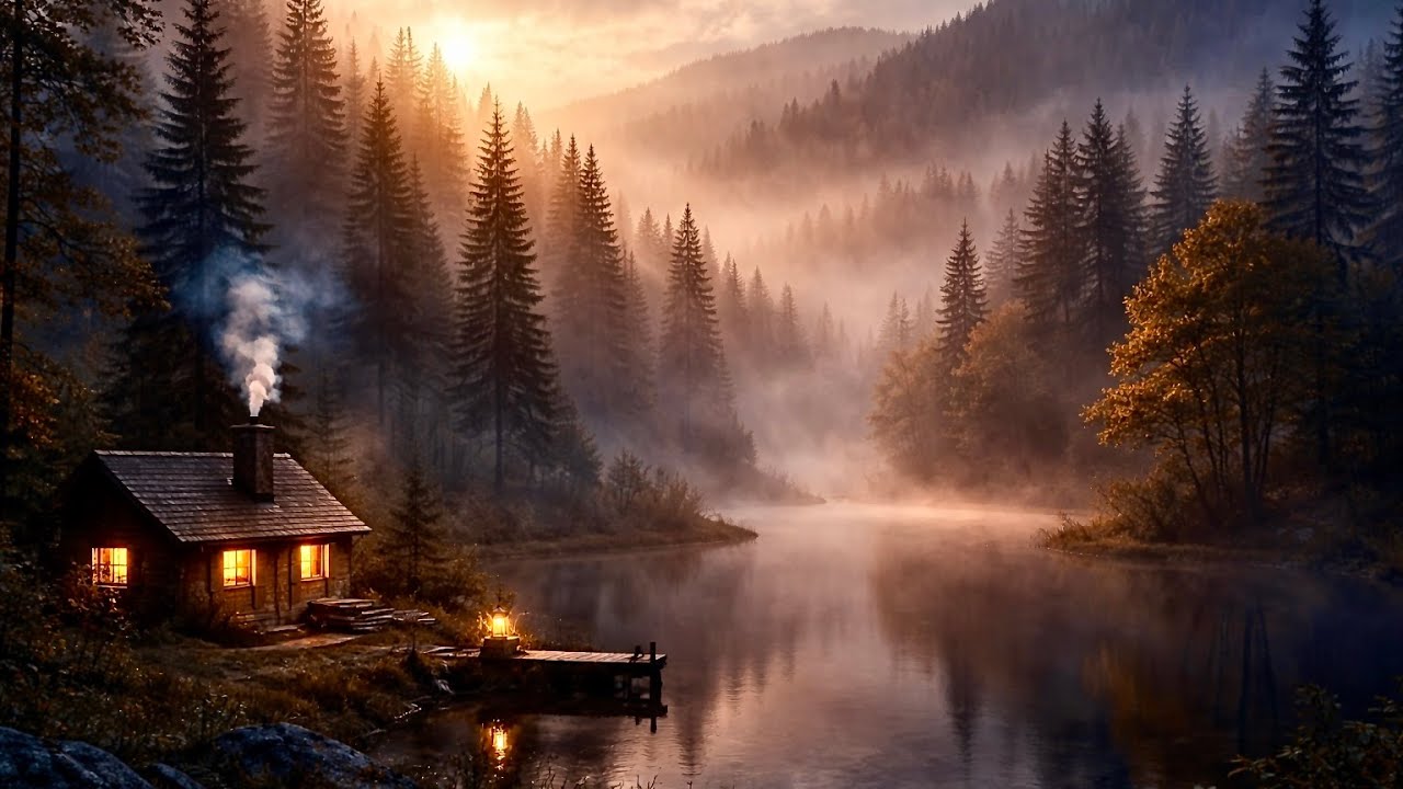 Misty Forest Morning 🌫️ Soft Wind & Calm Lake | Cozy Ambient Sounds for Focus & Relaxation