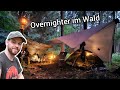Overnighter im Wald - Bodensetup Tarp 3x3 - WITZIGE OUTTAKES -  Bushcraft Outdoor Camping | deutsch