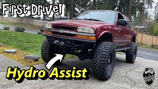 Hydro Assist, Custom steering and first drive of the Solid axle swapped S10!