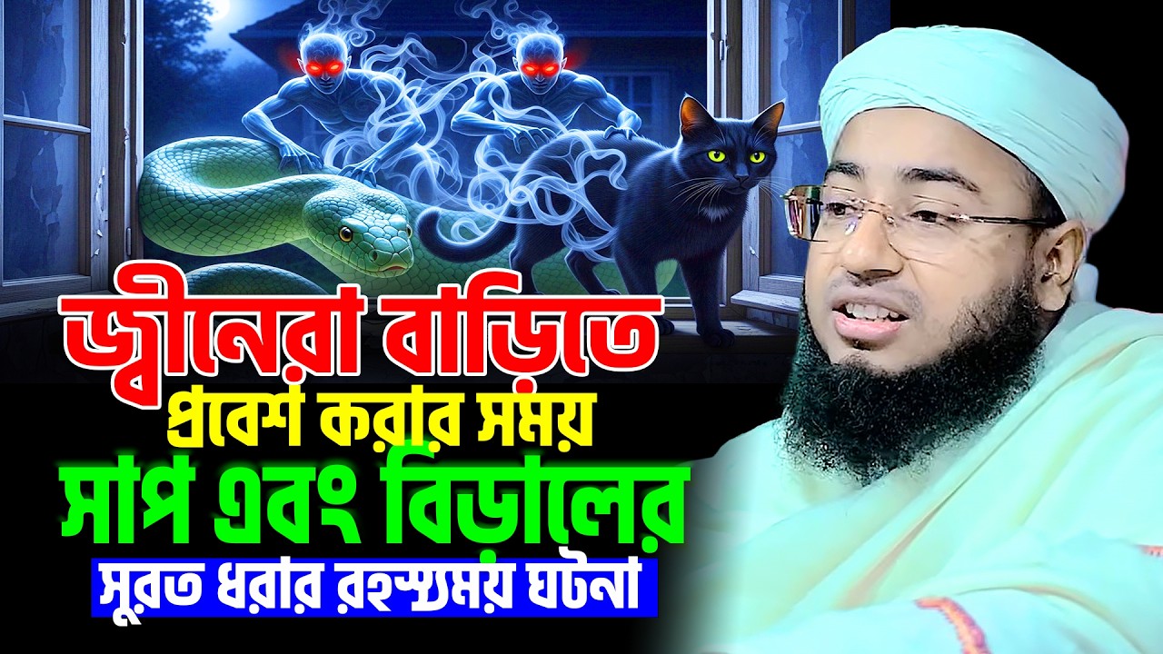 জ্বীনেরা বাড়িতে প্রবেশ করার সময় সাপ ও বিড়ালের সুরত ধরার রহস্যময় ঘটনা । mufti jahirul islam faridi