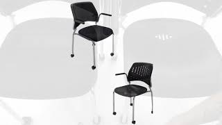300 lb Capacity Padded Mobile Stacking Guest Chair with Armrests