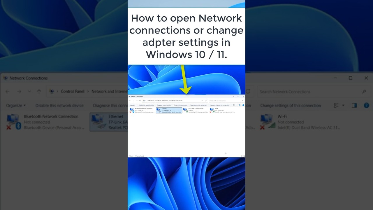 How to open network connections or change adapter settings in windows 10.  #windows10 - YouTube