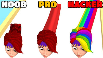 Beauty Hair Stack - Pro Gameplay All Levels (NOOB vs PRO vs HACKER)