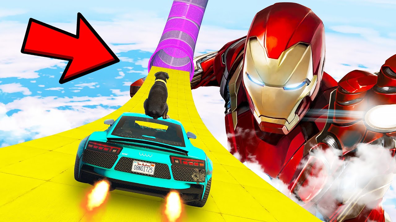GTA 5: RACING in IRON MAN'S SUPERCAR AUDI with CHOP & BOB - YouTube