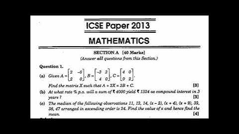 ICSE 2013 maths board exam paper