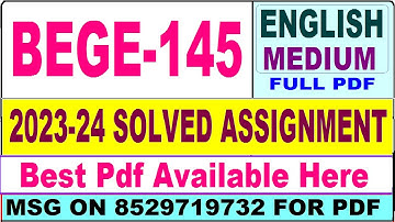 BEGE 145 solved assignment 2023-24 || bege 145 solved assignment 2024 || ignou bege145 2023-24