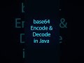 Base64 encode and decode  dinesh krishnan  minute code shorts java code programming