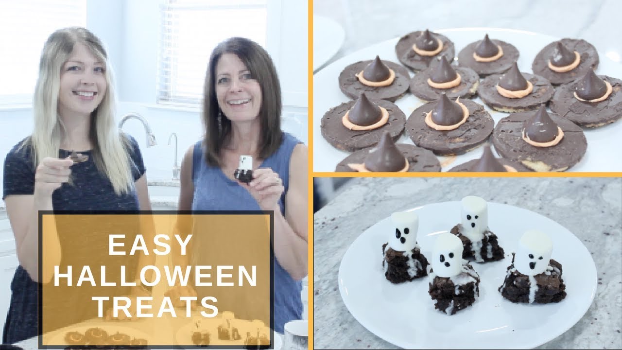 EASY HALLOWEEN TREATS | FOUR INGREDIENTS | WITCH HAT COOKIES & GHOST BROWNIES