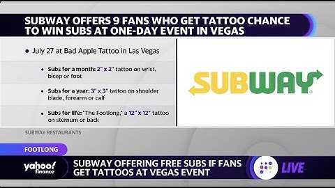 Subway offers free subs for life for lucky customer that gets special tattoo