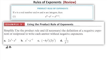 Integer Exponents  (Review) - Math 14   2014 P 2   Video 1