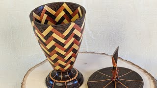 wood turning a 16 point herringbone vessel