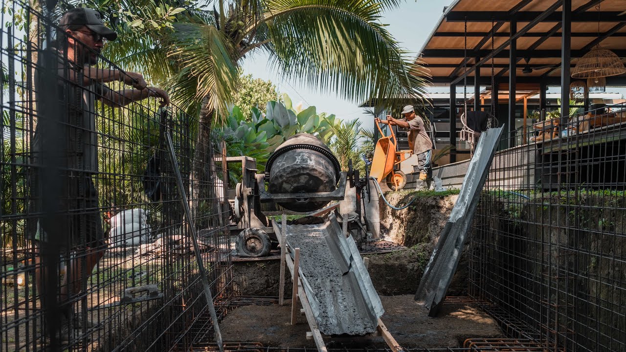 #24 Ubud House Build // Finishing the Steel Work, Pouring the Pool Foundation - BUILDING IN BALI
