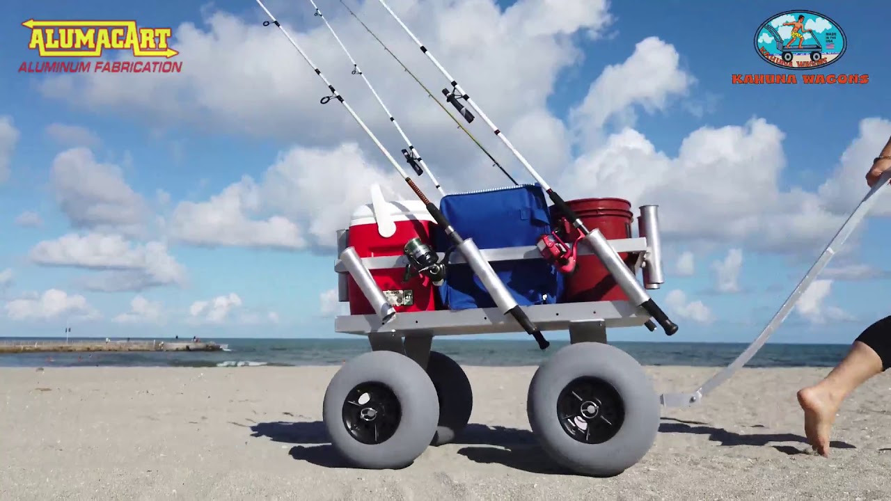 Aluminum Beach and Fishing Wagon with 10 Angled Rod Holders