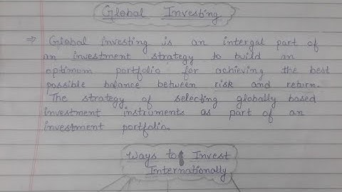 Global Investing Bcom 4th Semester full explanation in hindi