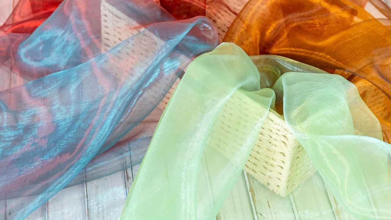 Iridescent Holographic Gauze Organza Shiny Fabric 39446