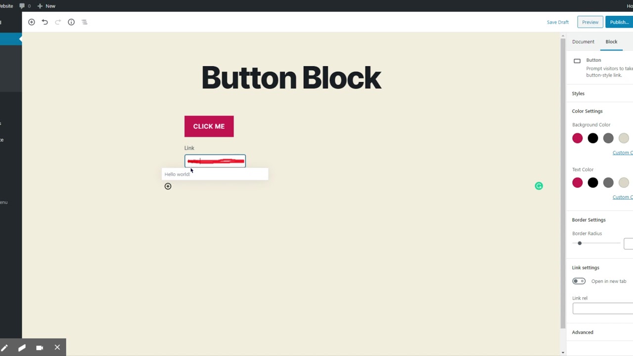 WordPress Gutenberg Button Block Mp4 - YouTube