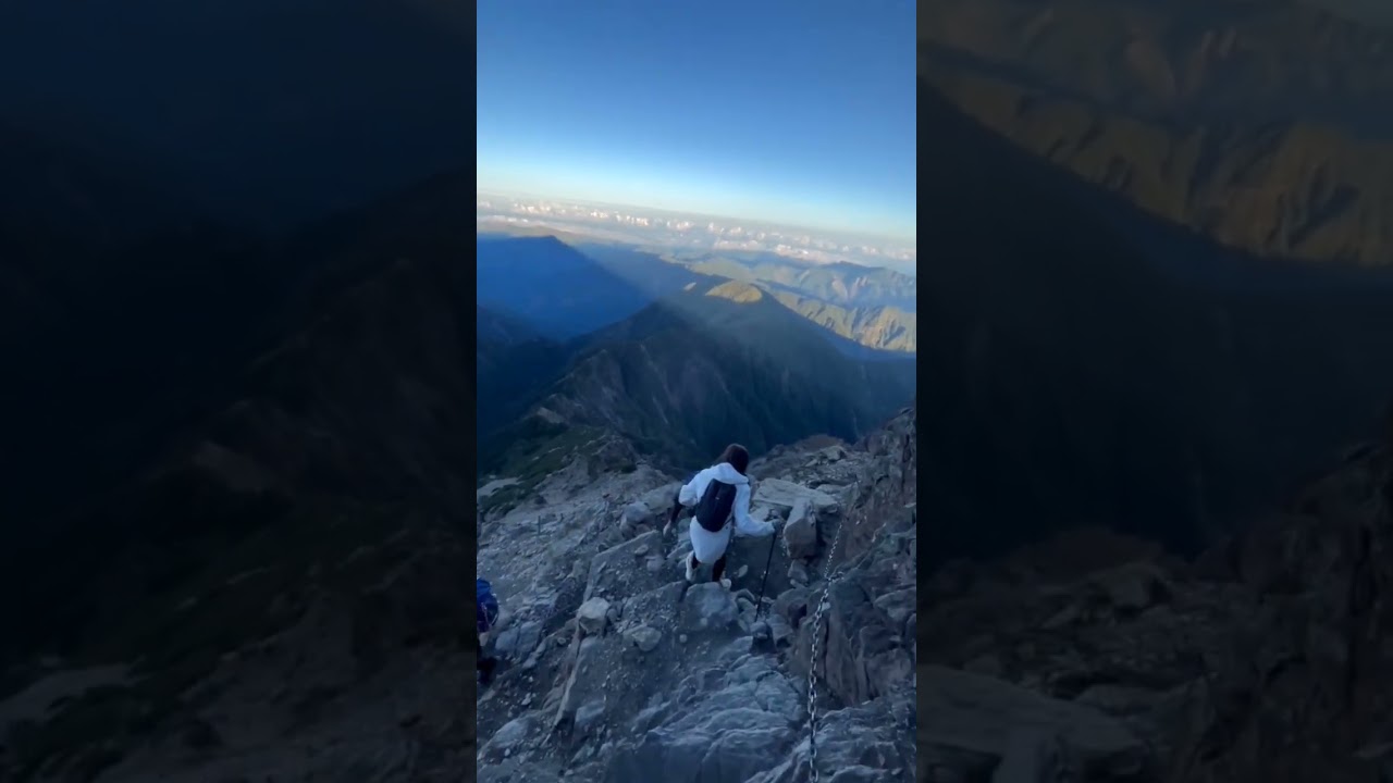 Descending from top of mount jade main peak 