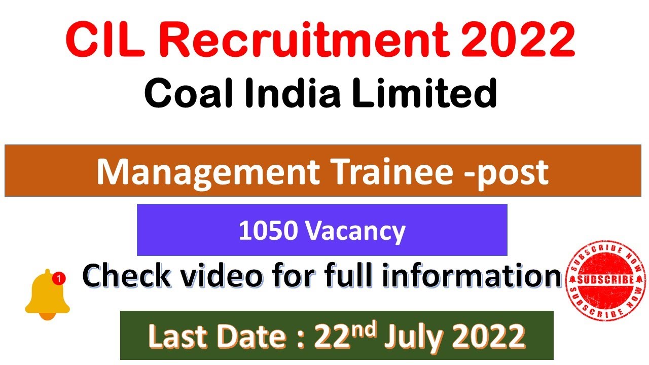 coal india limited management trainee recruitment|CIL recruitment 2022|CIL MT apply online 2022