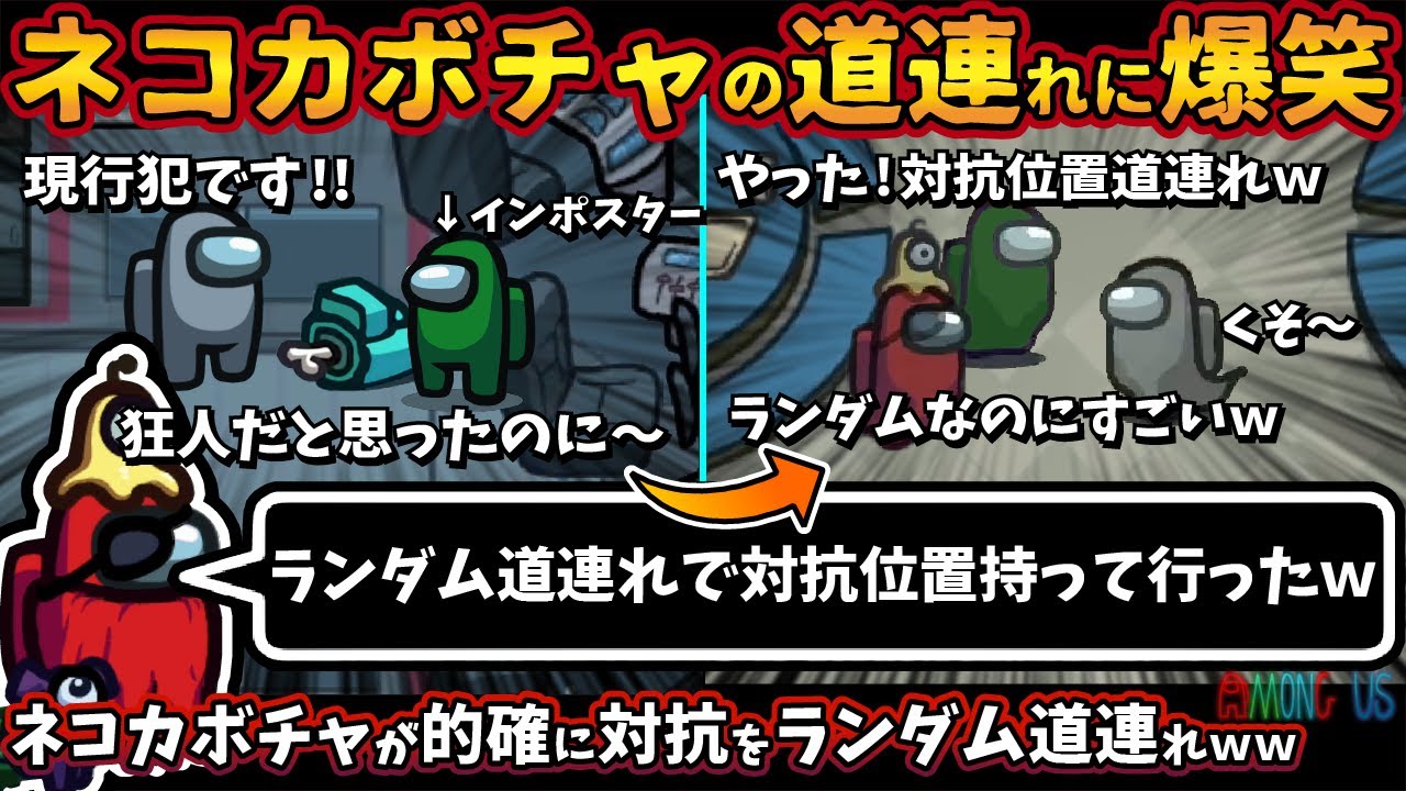 ネコカボチャの道連れに爆笑 ランダム道連れで対抗位置持って行ったww ネコカボチャインポスターが道連れ Among Usガチ部屋アモングアスmodアモアスガチ勢宇宙人狼実況解説立ち回りコツ初心者講座 Youtube