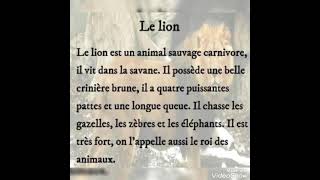 وصف الأسد Décrire le Lion le roi des animaux texte descriptif