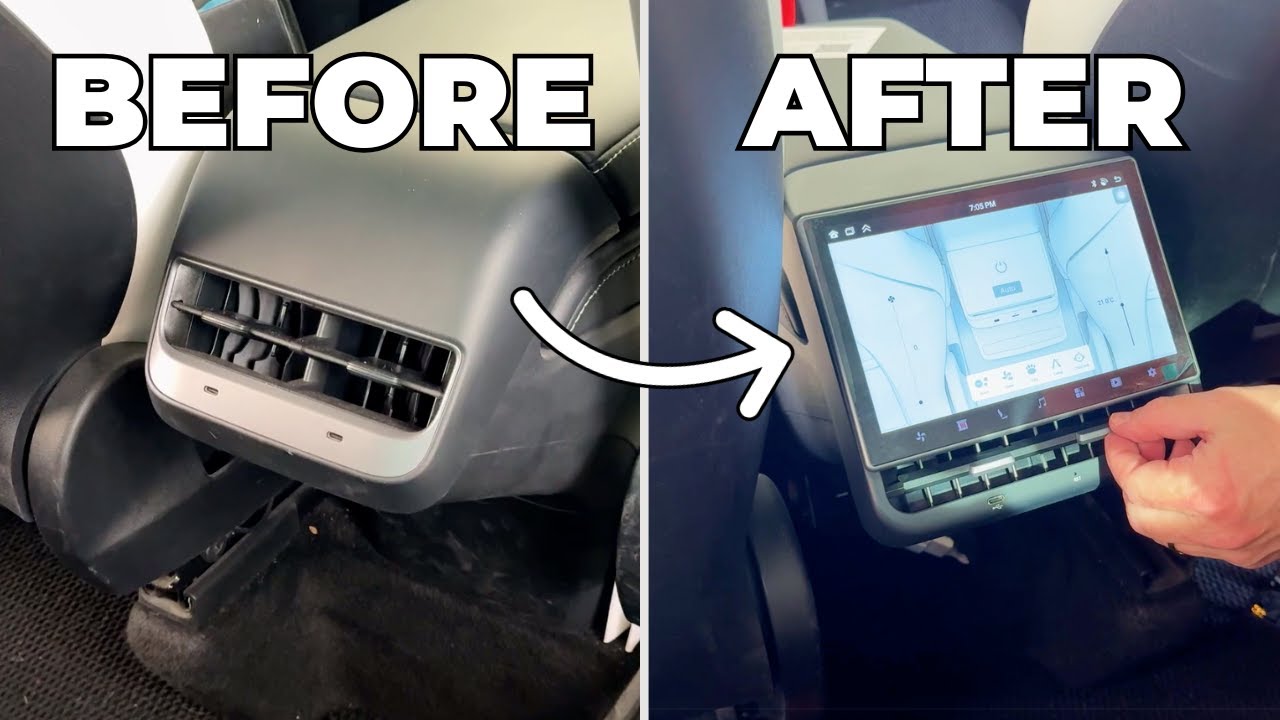 Model Y Back Screen Tesla Model Y 2022 Rear Screen Install: AC, Music, and CarPlay for Back ...