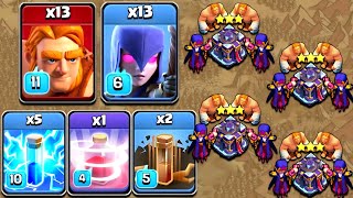 Th15 New Level Super Giant Witch Attacks With Recall Spell & Zap Quake! New Th14 War Attack Strategy