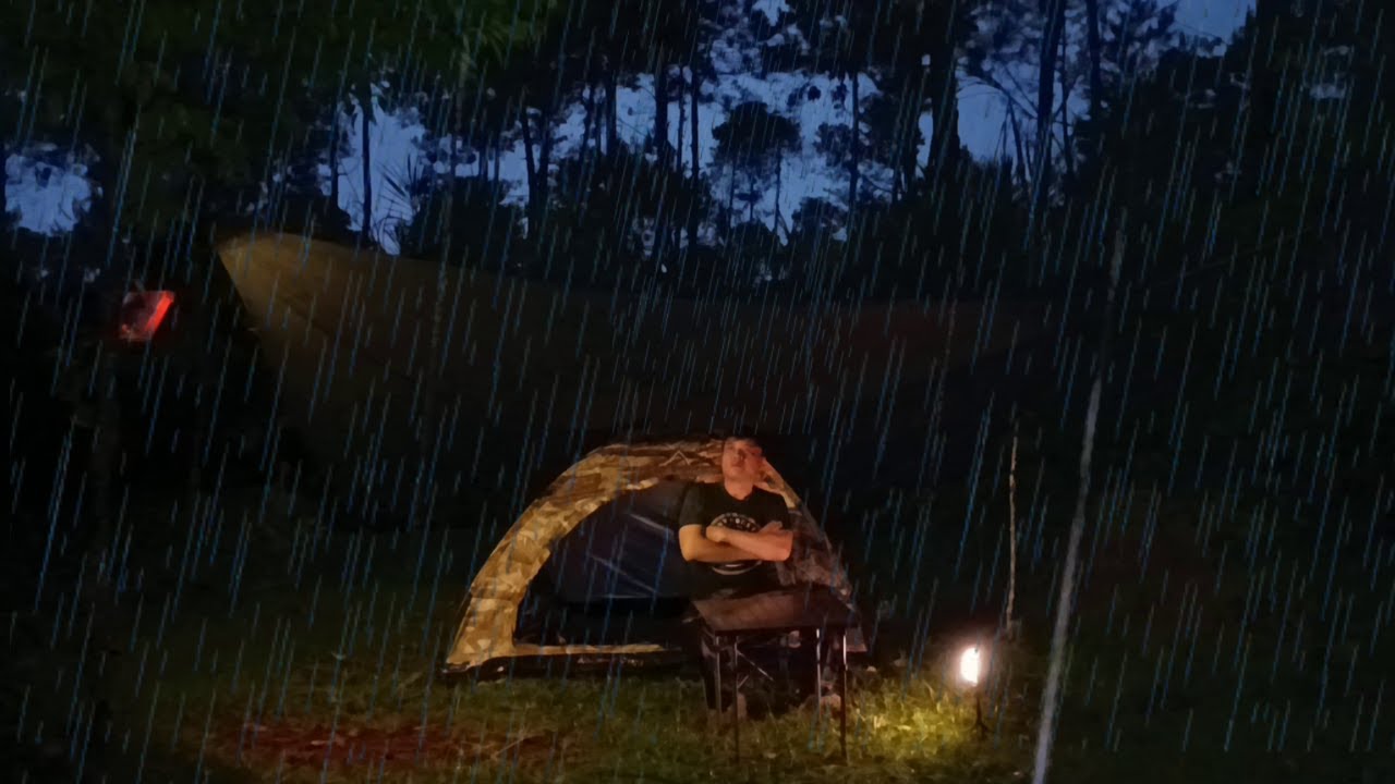 SOLO CAMPING IN HEAVY RAIN - RELAXING RAIN SOUNDS - ASMR - YouTube
