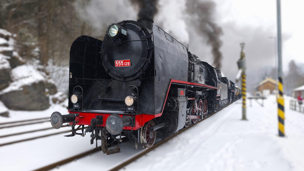 Němky 555.129 a 555.0153 na sněhu v Jeseníkách dne 21.2.2026