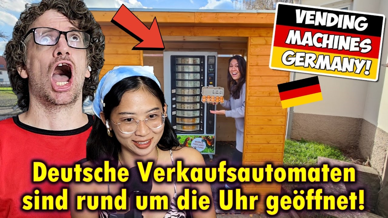 Our Reaction To UNIQUE GERMAN VENDING MACHINES! (Sausages, Eggs, Vegetables, Soups & More!)