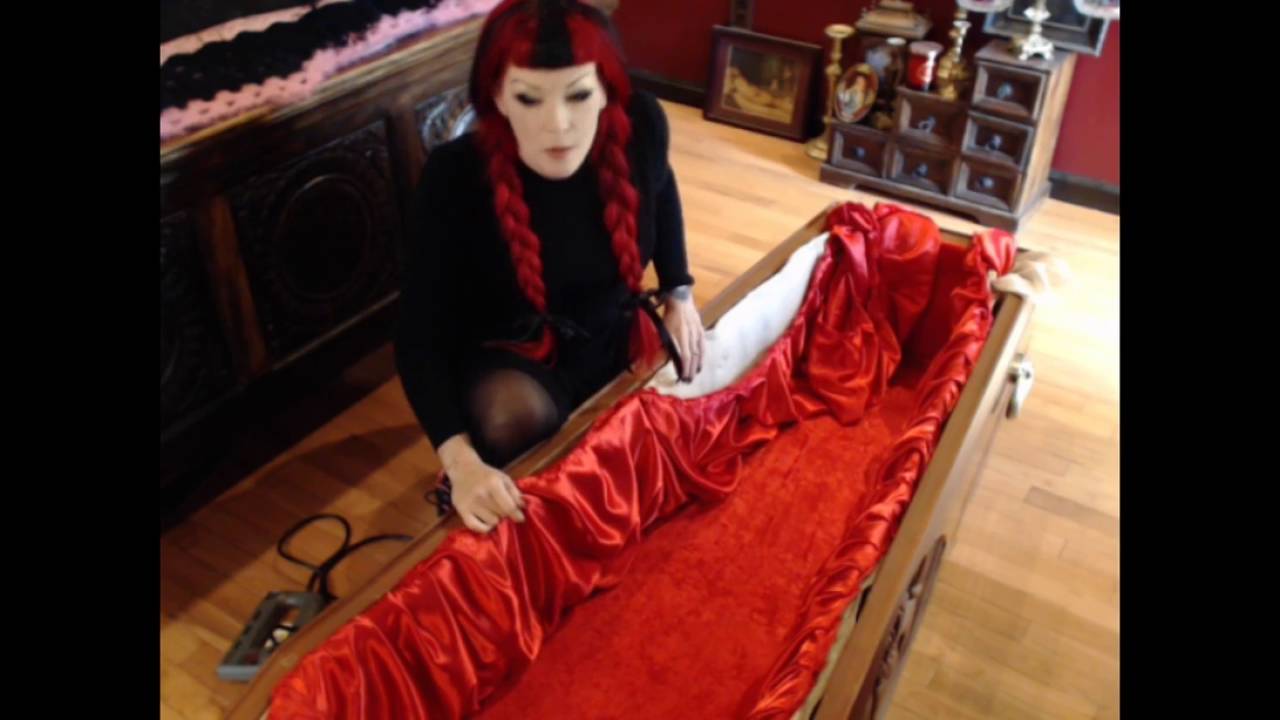 Queenie Black relining a coffin today