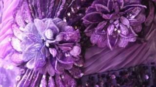 パープルスパン素材花モチーフ付きステージドレス