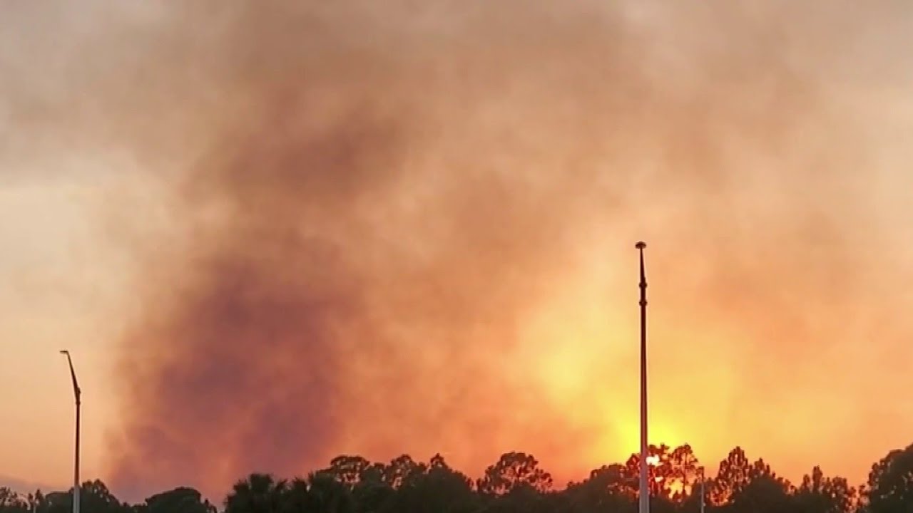 Crews battling brush fire in Brevard County - YouTube