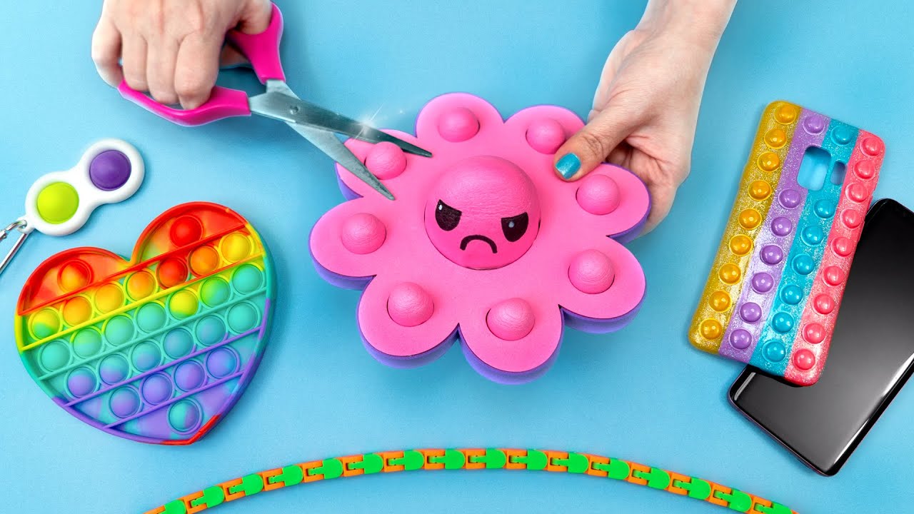 COMO FAZER FIDGET TOYS DIVERTIDOS 🐙💖 POP IT de Polvo bipolar, Capinha de celular e DIYs incríveis