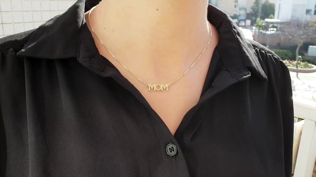 14k yellow gold MOM necklace