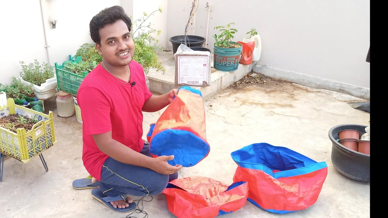 ఇంట్లో కుట్టిన grow bags కి drain holes ఎలా పెట్టానో చూడండి 